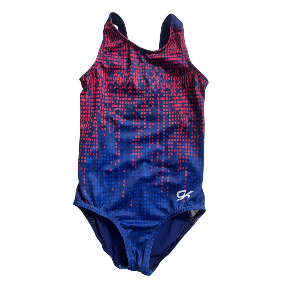 GK Blue and Red Geometric leotard Size Child Small
